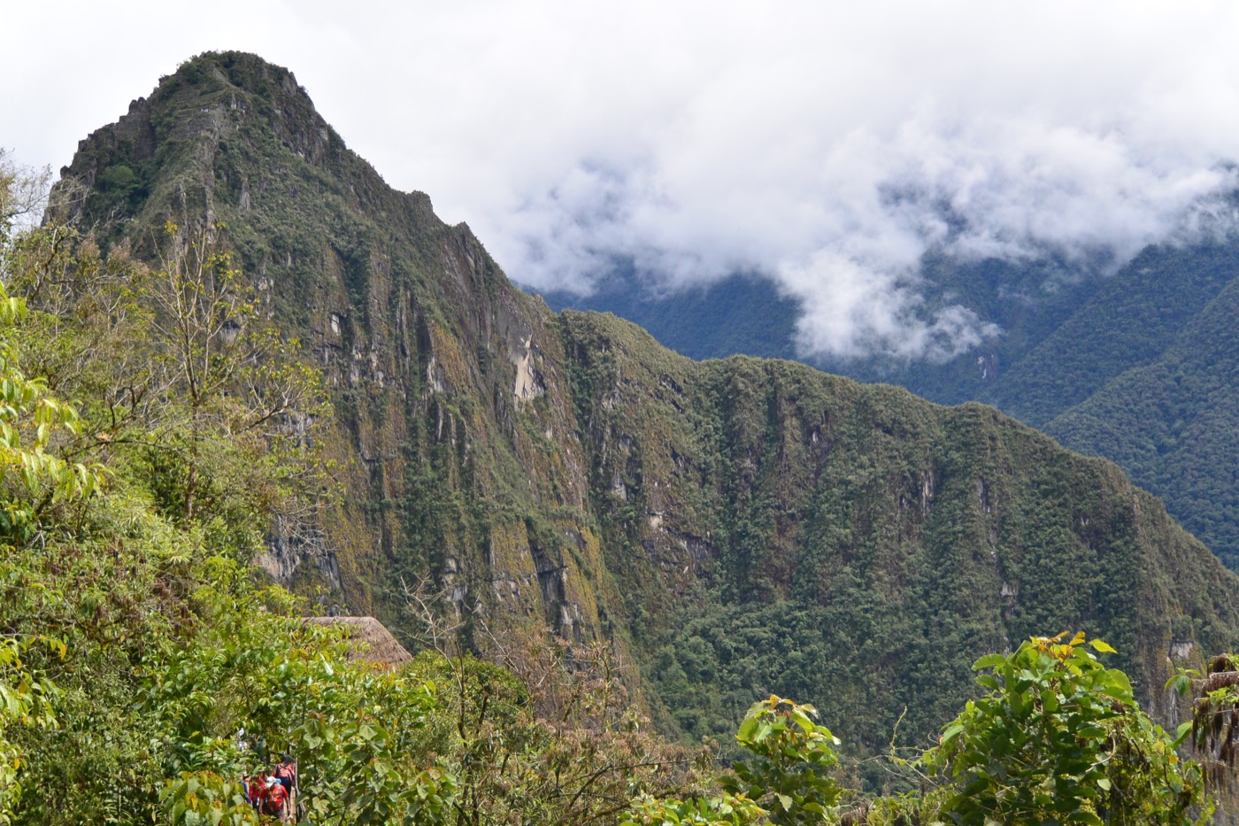Machu Picchu mountain and stone terraces